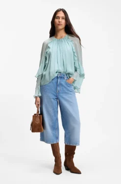 Regular-Fit Bluse aus leichtem Creponne