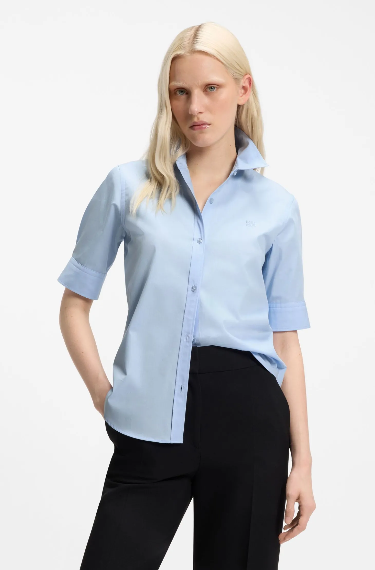 Regular-Fit Bluse aus leichtem Baumwoll-Canvas
