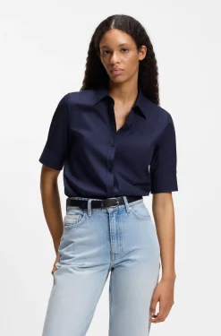 Regular-Fit Bluse aus leichtem Baumwoll-Canvas
