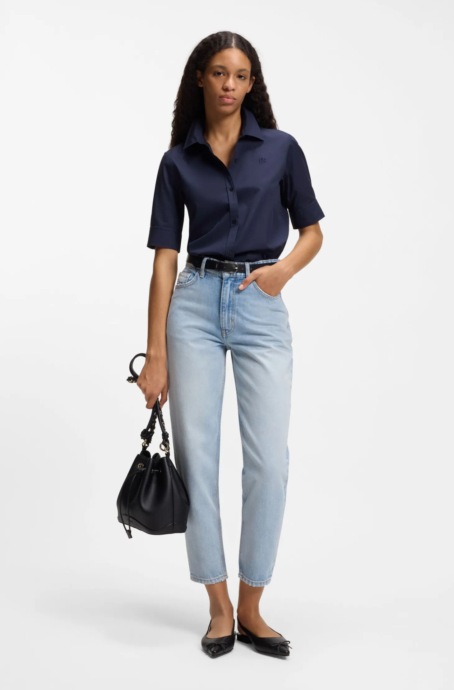 Regular-Fit Bluse aus leichtem Baumwoll-Canvas