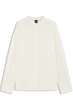 Regular-Fit Bluse aus sandgewaschener Seide mit verstellbaren Manschetten