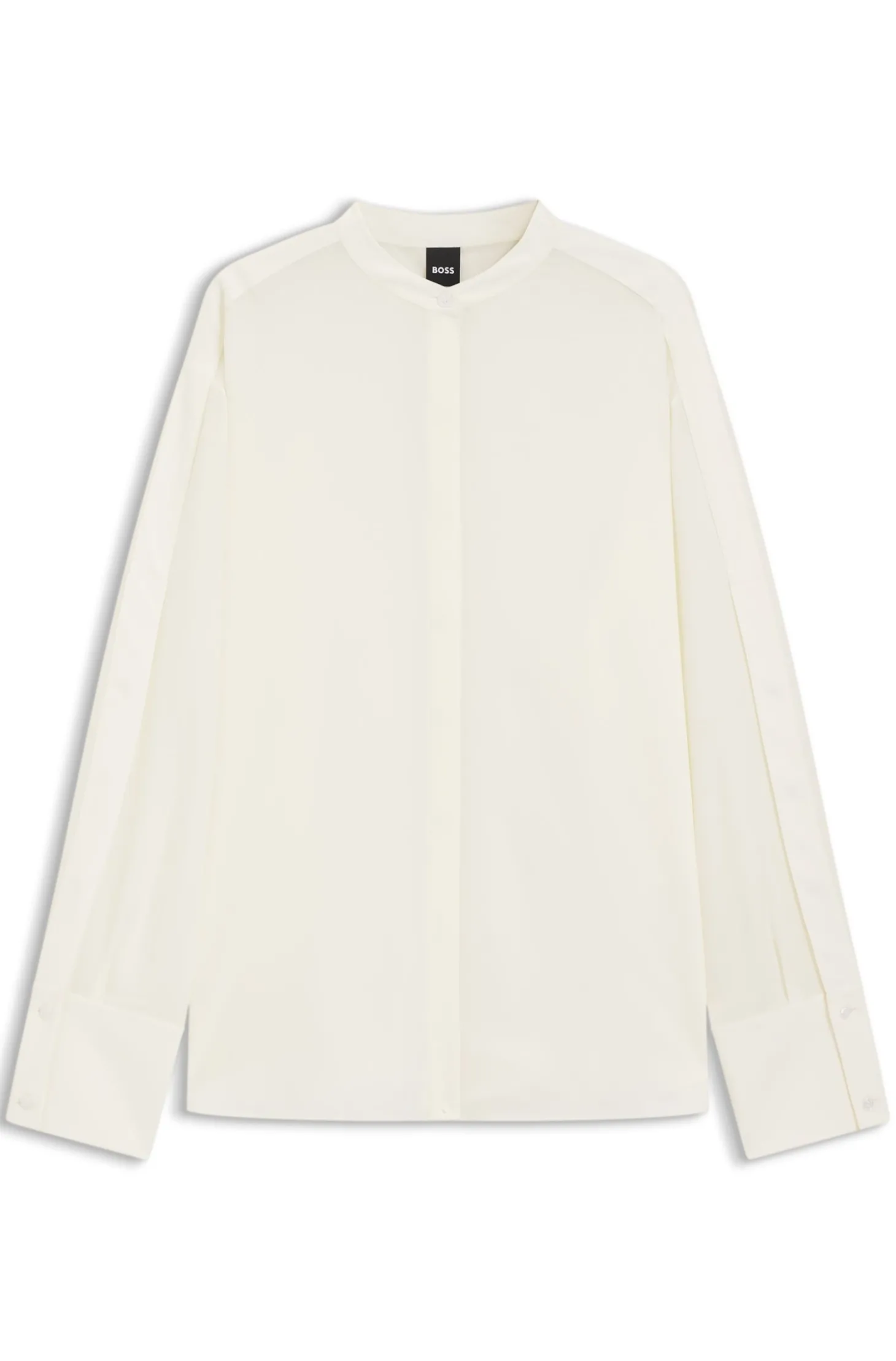 Regular-Fit Bluse aus sandgewaschener Seide mit verstellbaren Manschetten