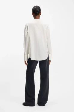 Regular-Fit Bluse aus sandgewaschener Seide mit verstellbaren Manschetten