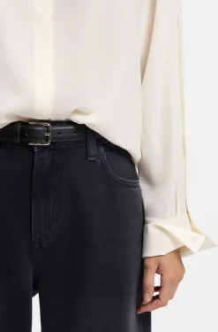 Regular-Fit Bluse aus sandgewaschener Seide mit verstellbaren Manschetten