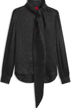 Regular-Fit Bluse aus Satin mit Ausbrenner-Print