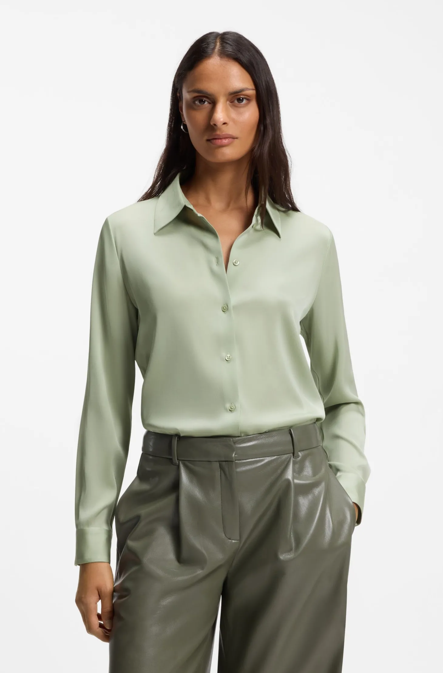 Regular-Fit Bluse aus Stretch-Seide
