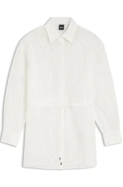 Regular-Fit Bluse mit Blumenstickerei