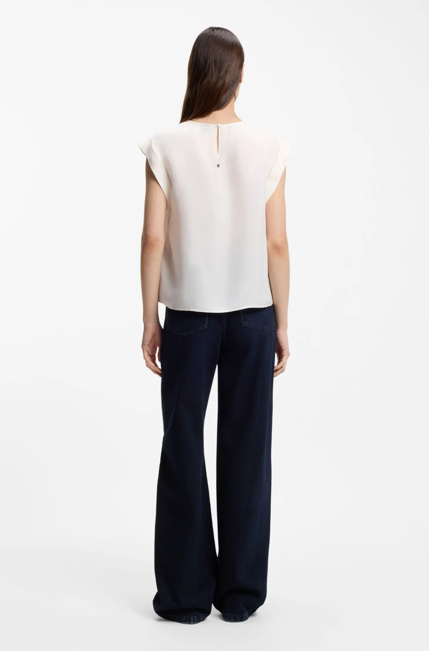 Regular-Fit Bluse mit Schlüsselloch-Detail auf der Rückseite