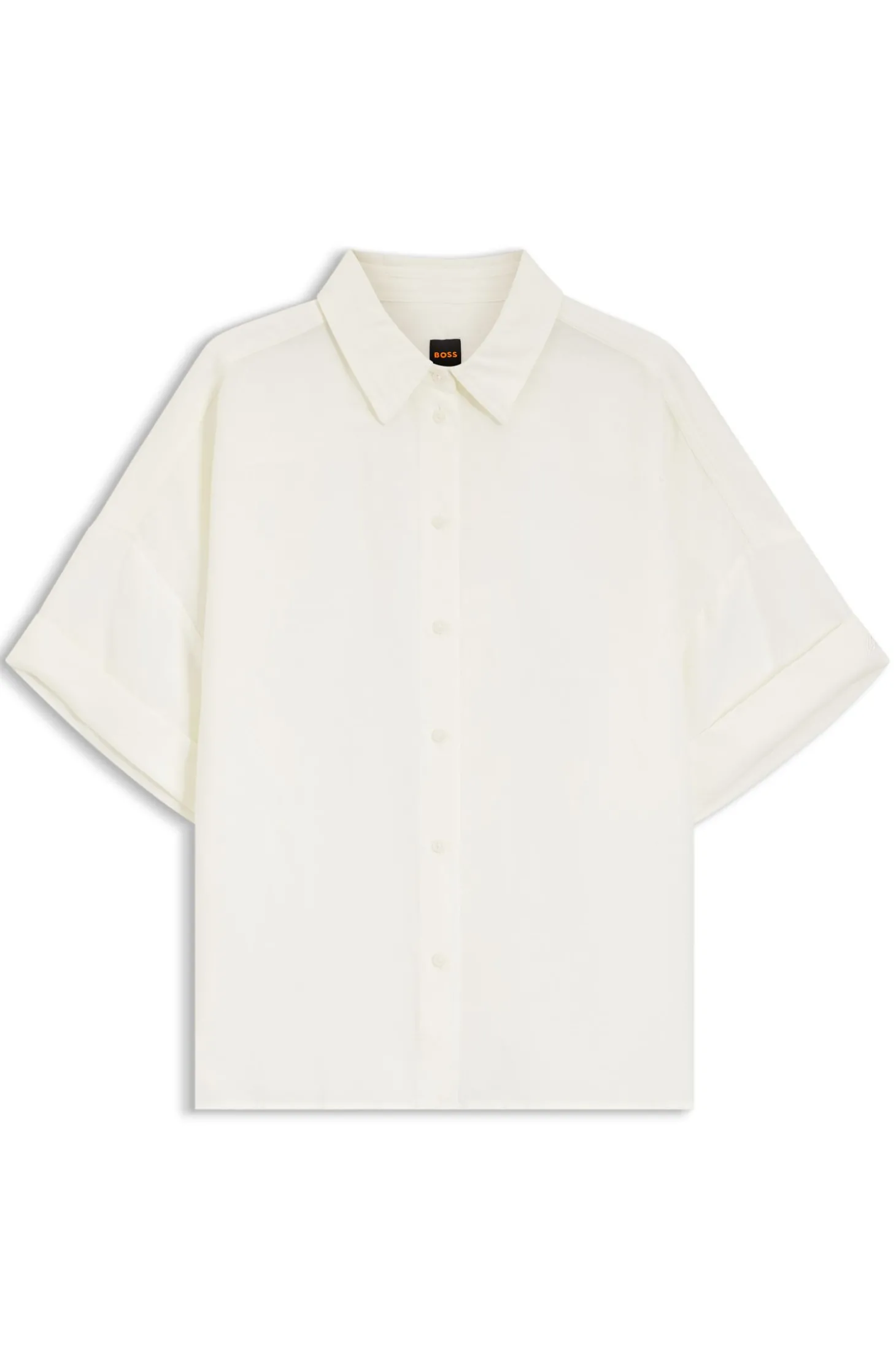 Regular-Fit Bluse mit umgeschlagenen Ärmelbündchen