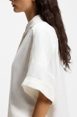 Regular-Fit Bluse mit umgeschlagenen Ärmelbündchen