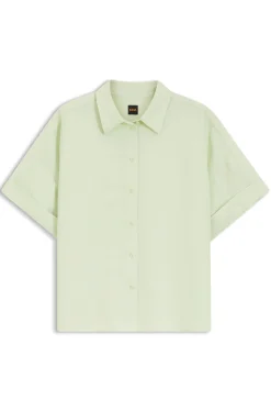 Regular-Fit Bluse mit umgeschlagenen Ärmelbündchen