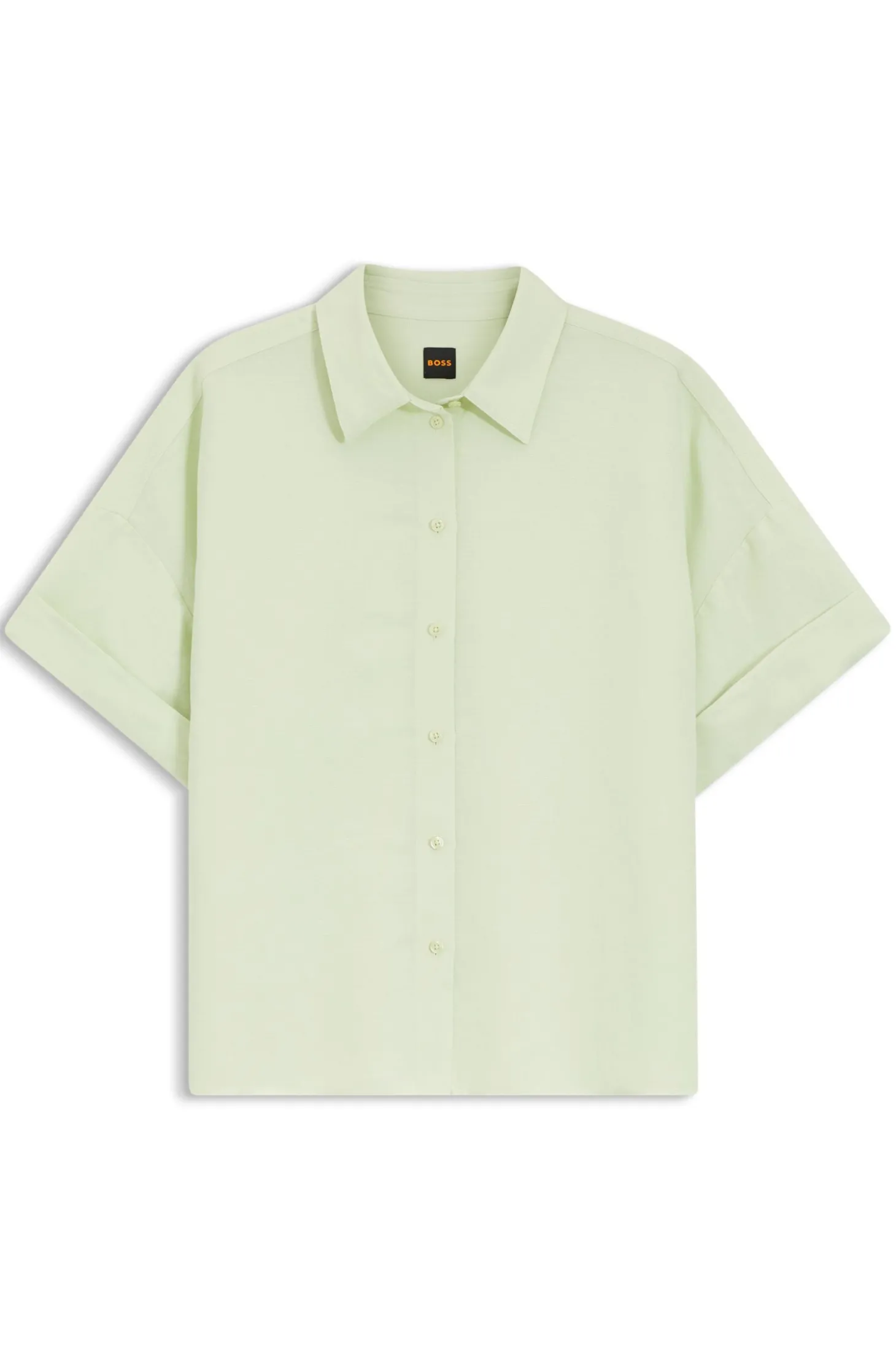 Regular-Fit Bluse mit umgeschlagenen Ärmelbündchen