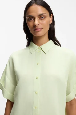 Regular-Fit Bluse mit umgeschlagenen Ärmelbündchen