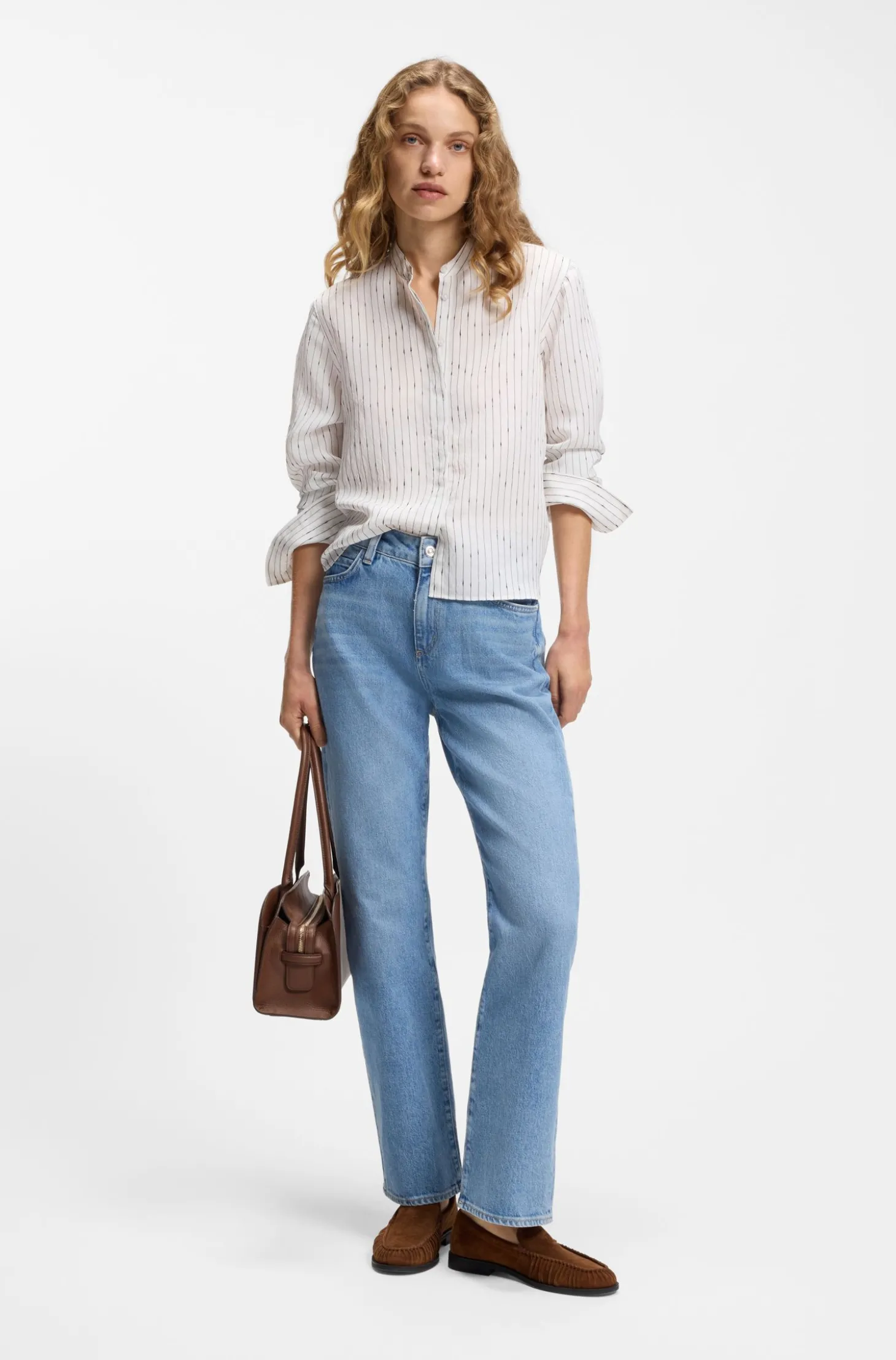 Regular-Fit Bluse mit unregelmäßigen Streifen