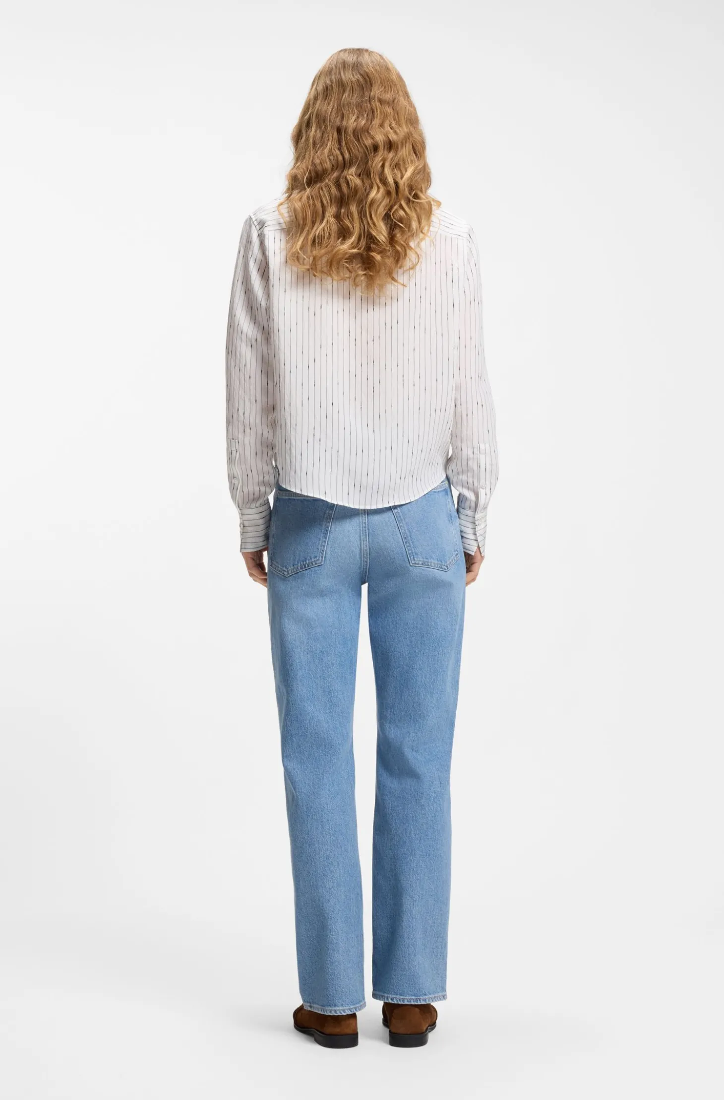 Regular-Fit Bluse mit unregelmäßigen Streifen