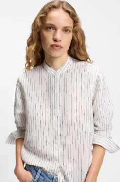 Regular-Fit Bluse mit unregelmäßigen Streifen