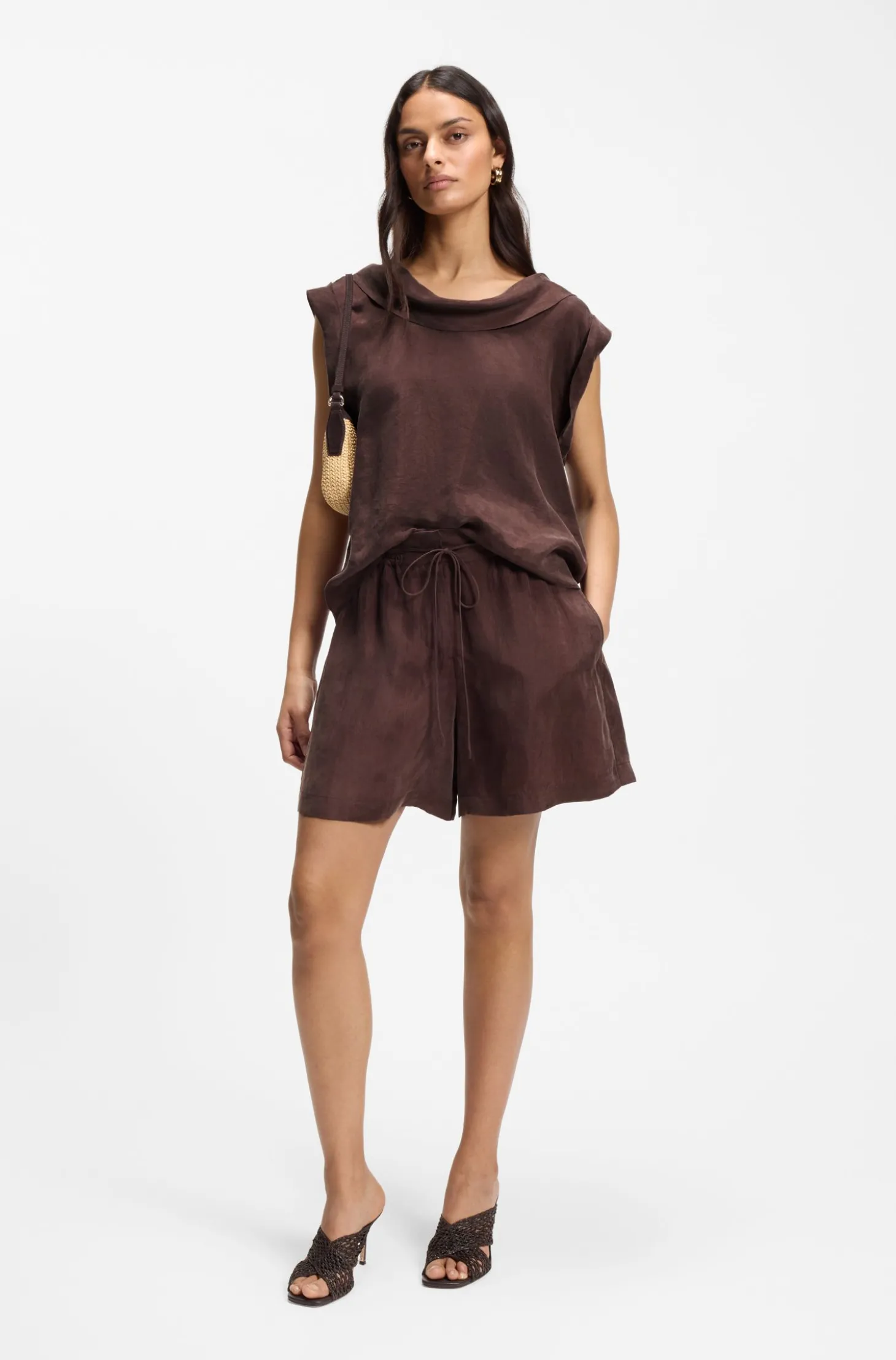 Regular-Fit Bluse mit Wasserfall-Kragen