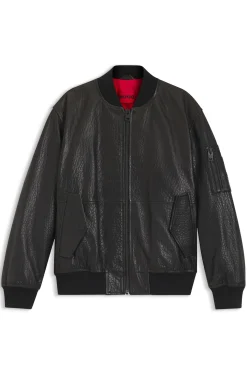 Regular-Fit Bomberjacke aus gemustertem Leder