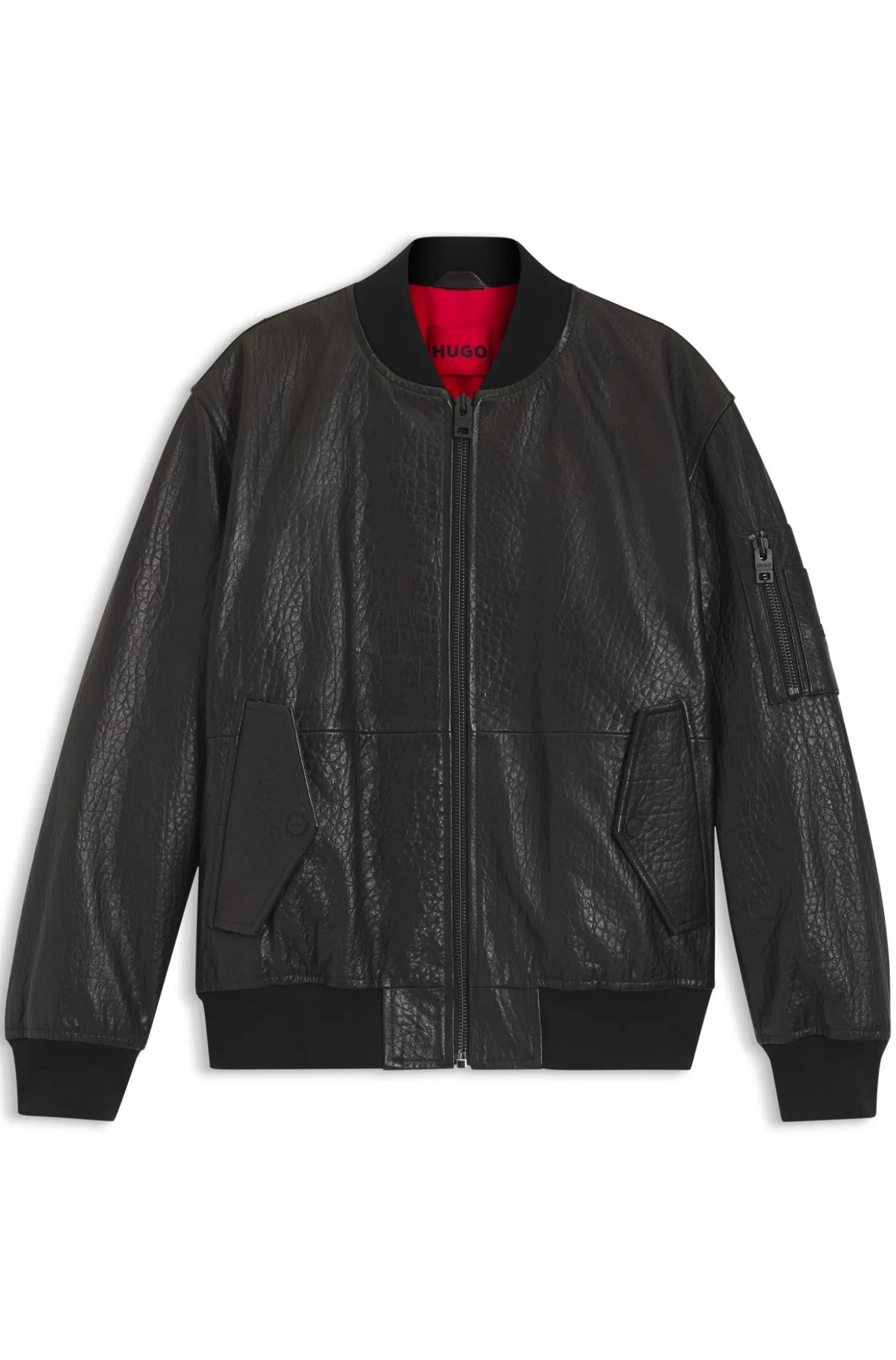 Regular-Fit Bomberjacke aus gemustertem Leder