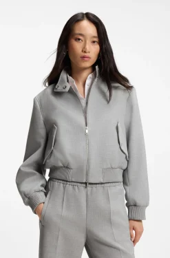 Regular-Fit Bomberjacke aus meliertem Stretch-Twill
