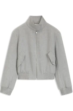 Regular-Fit Bomberjacke aus meliertem Stretch-Twill