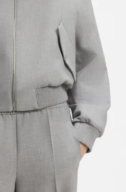 Regular-Fit Bomberjacke aus meliertem Stretch-Twill