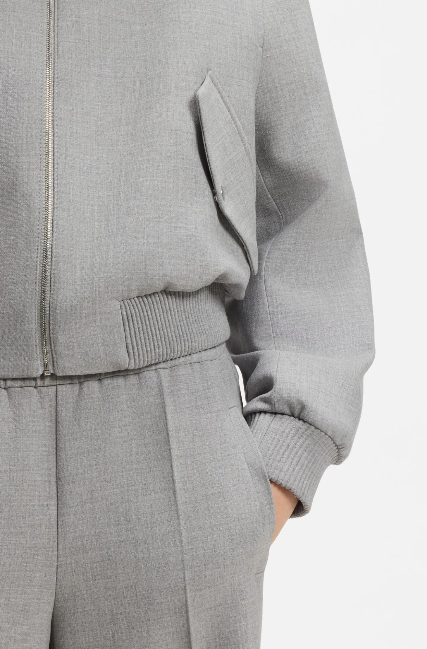 Regular-Fit Bomberjacke aus meliertem Stretch-Twill