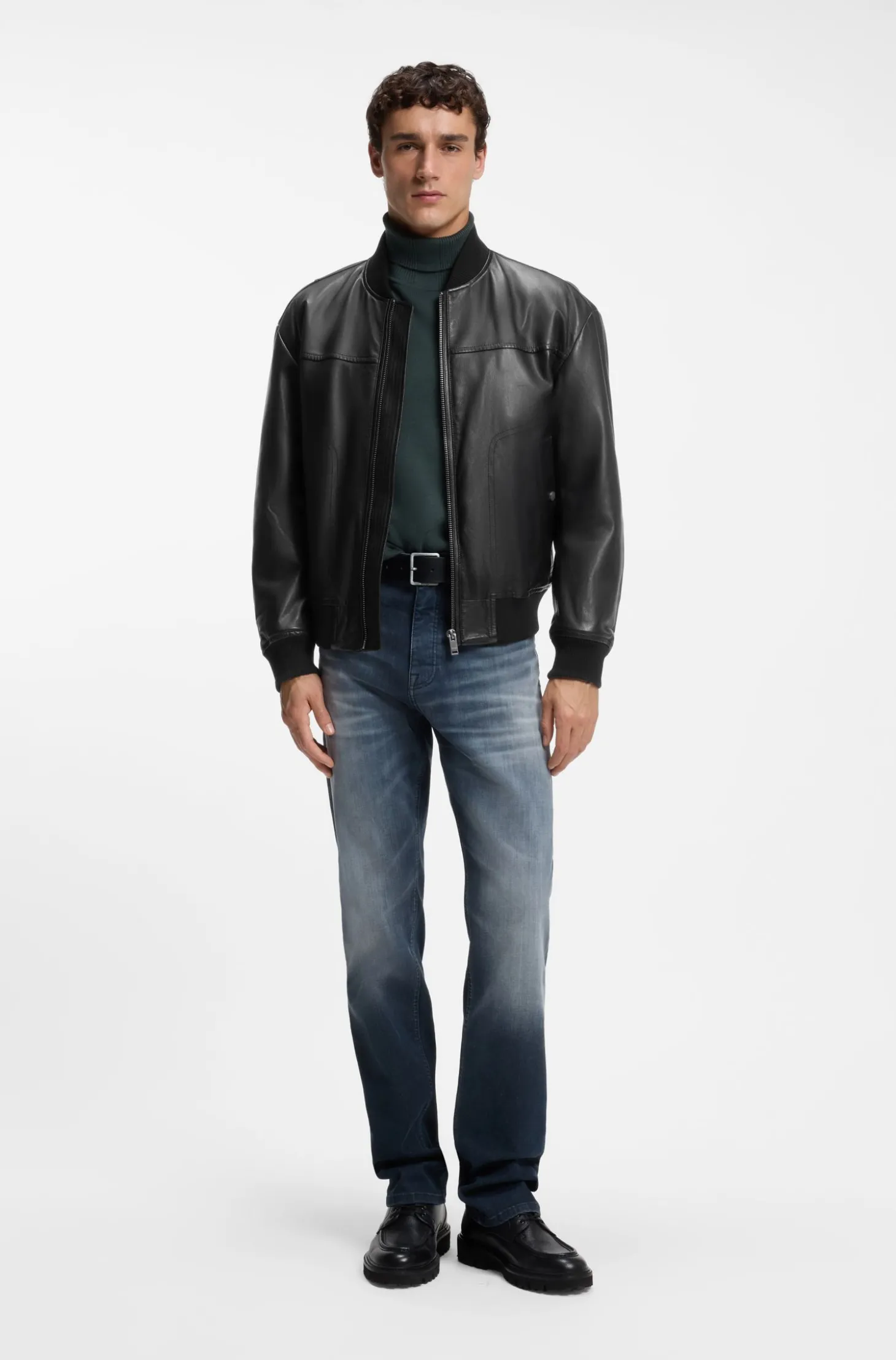 Regular-Fit Bomberjacke aus Nappaleder
