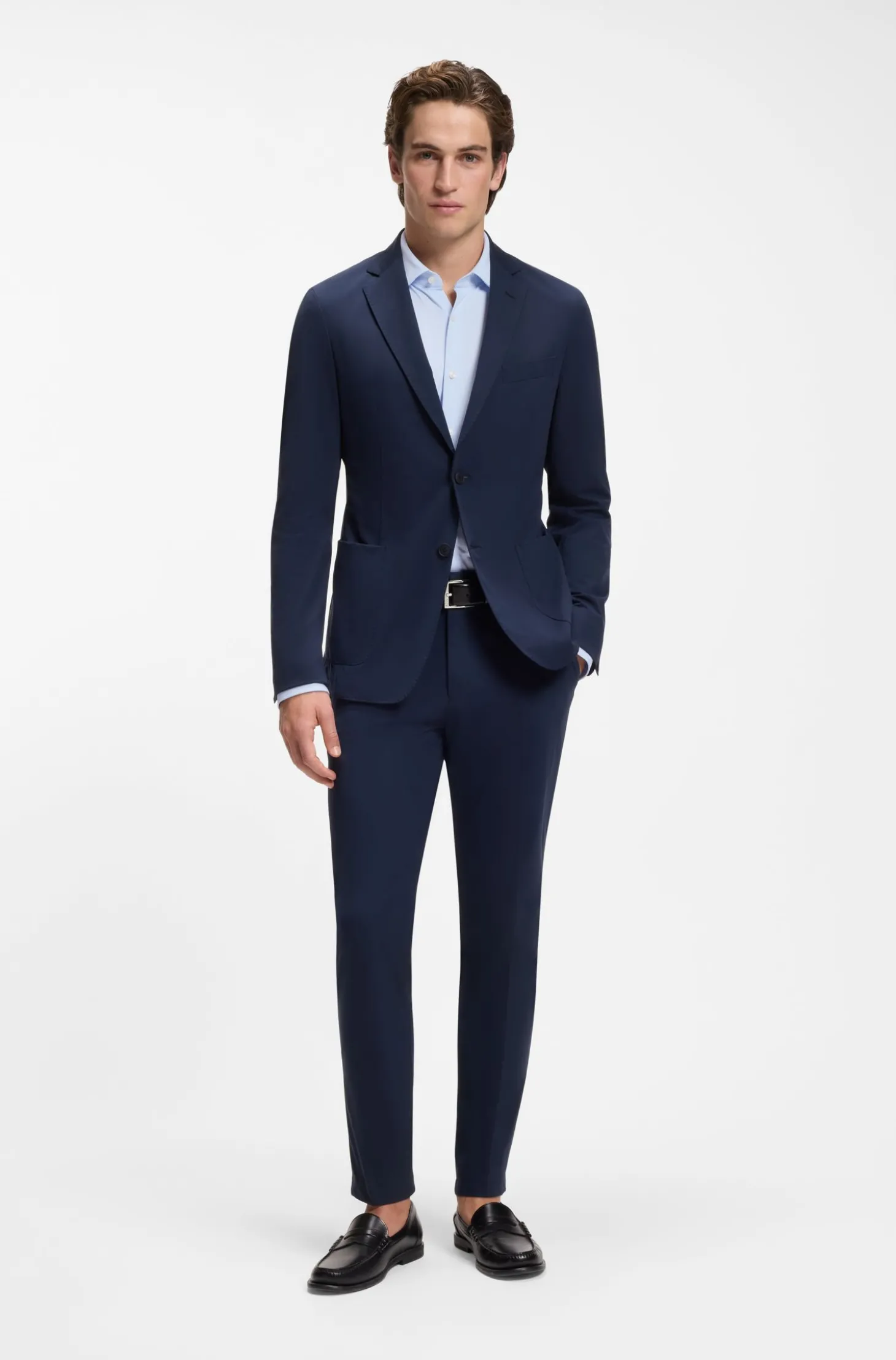Regular-Fit Business-Hemd aus Stretch-Jersey