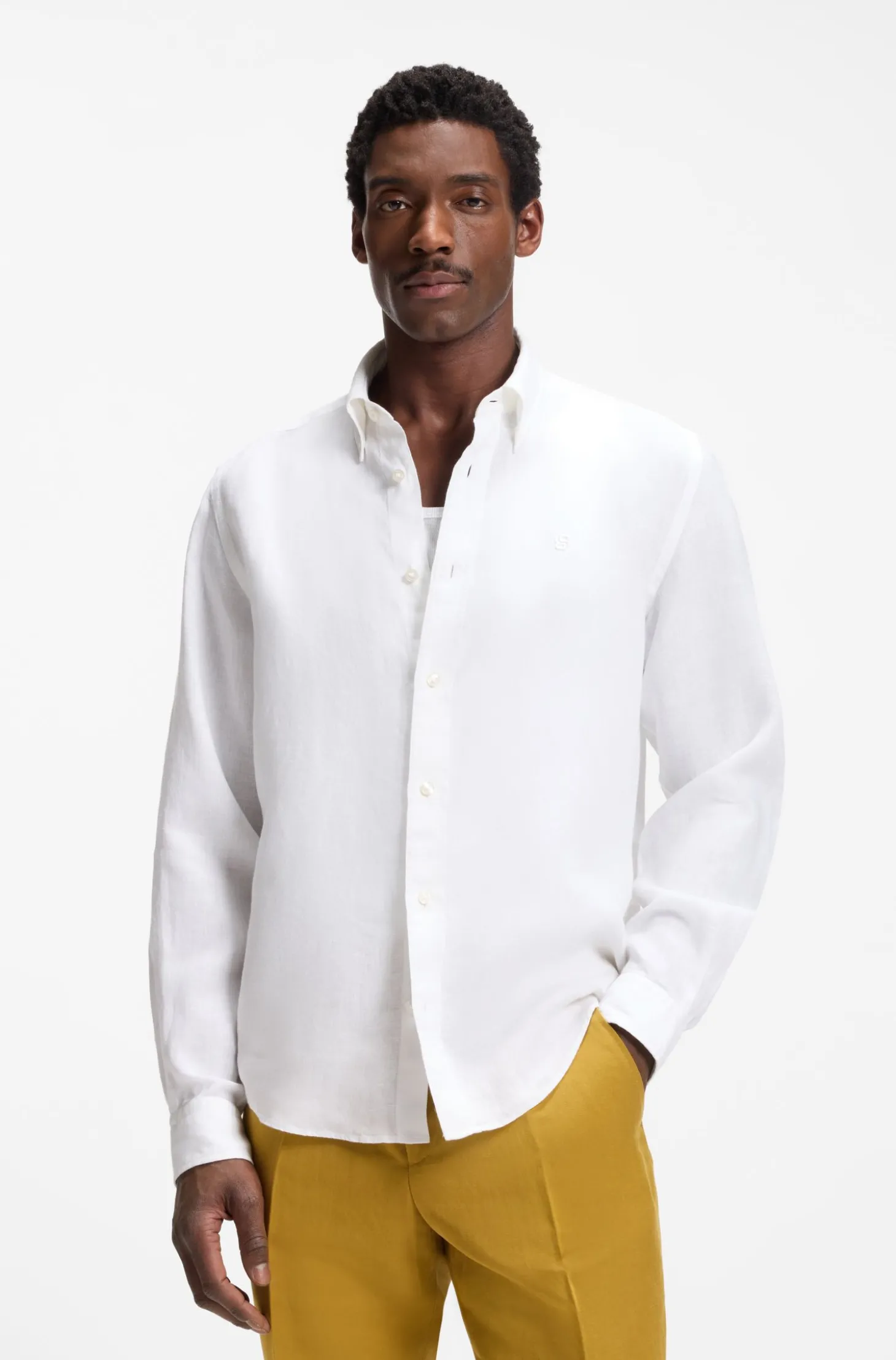 Regular-Fit Button-Down-Hemd aus Leinen