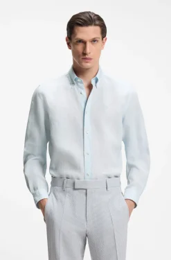 Regular-Fit Button-Down-Hemd aus Leinen