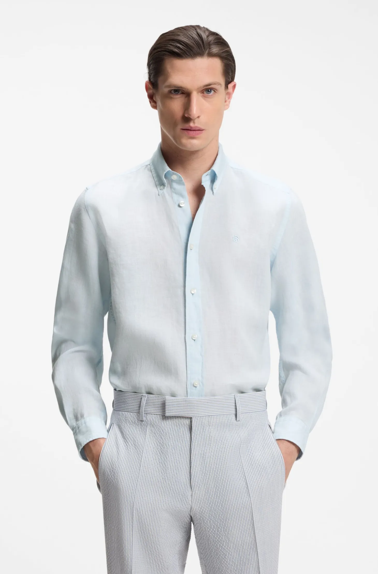 Regular-Fit Button-Down-Hemd aus Leinen