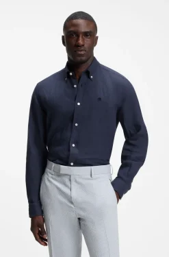 Regular-Fit Button-Down-Hemd aus Leinen