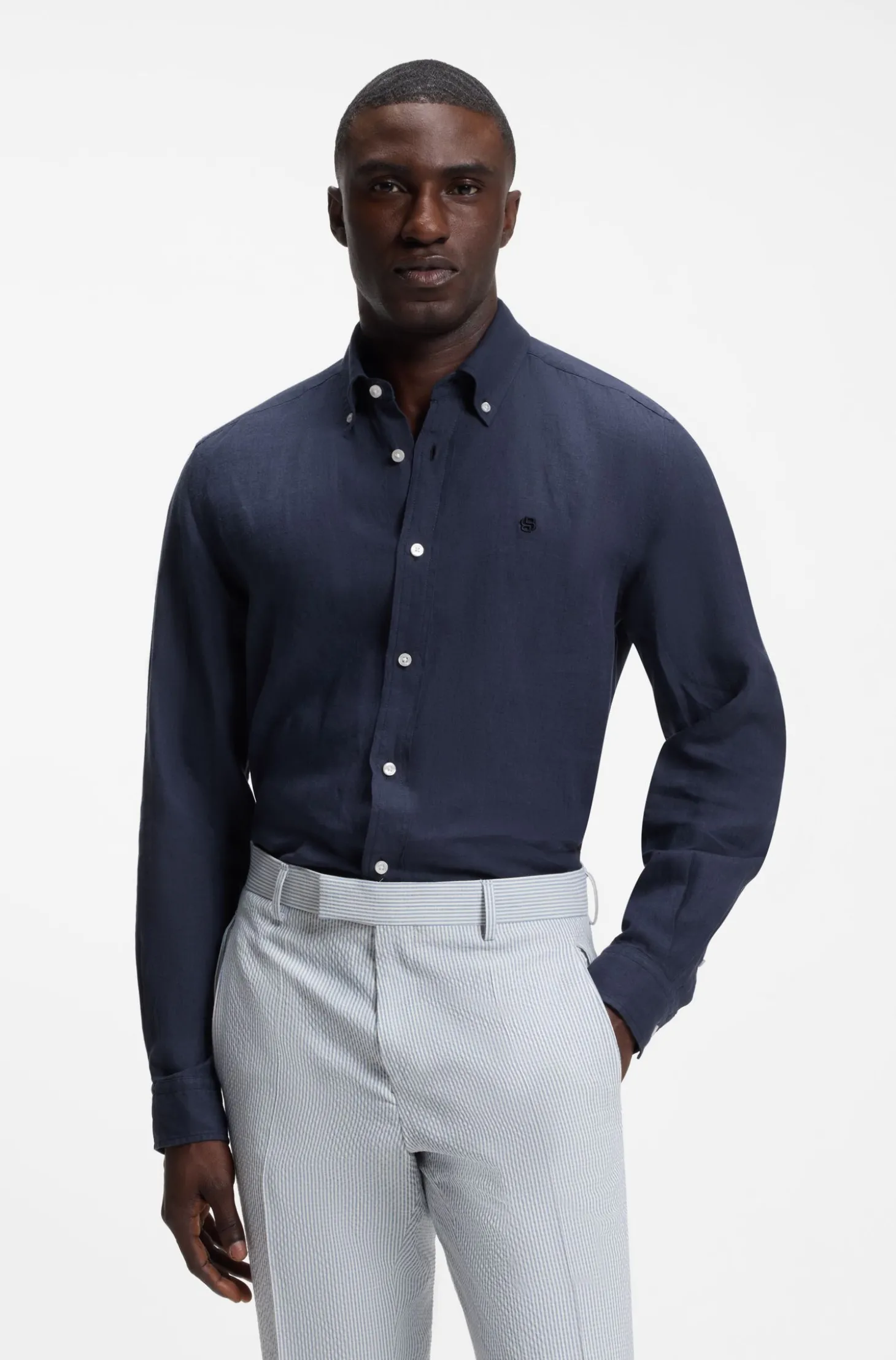 Regular-Fit Button-Down-Hemd aus Leinen
