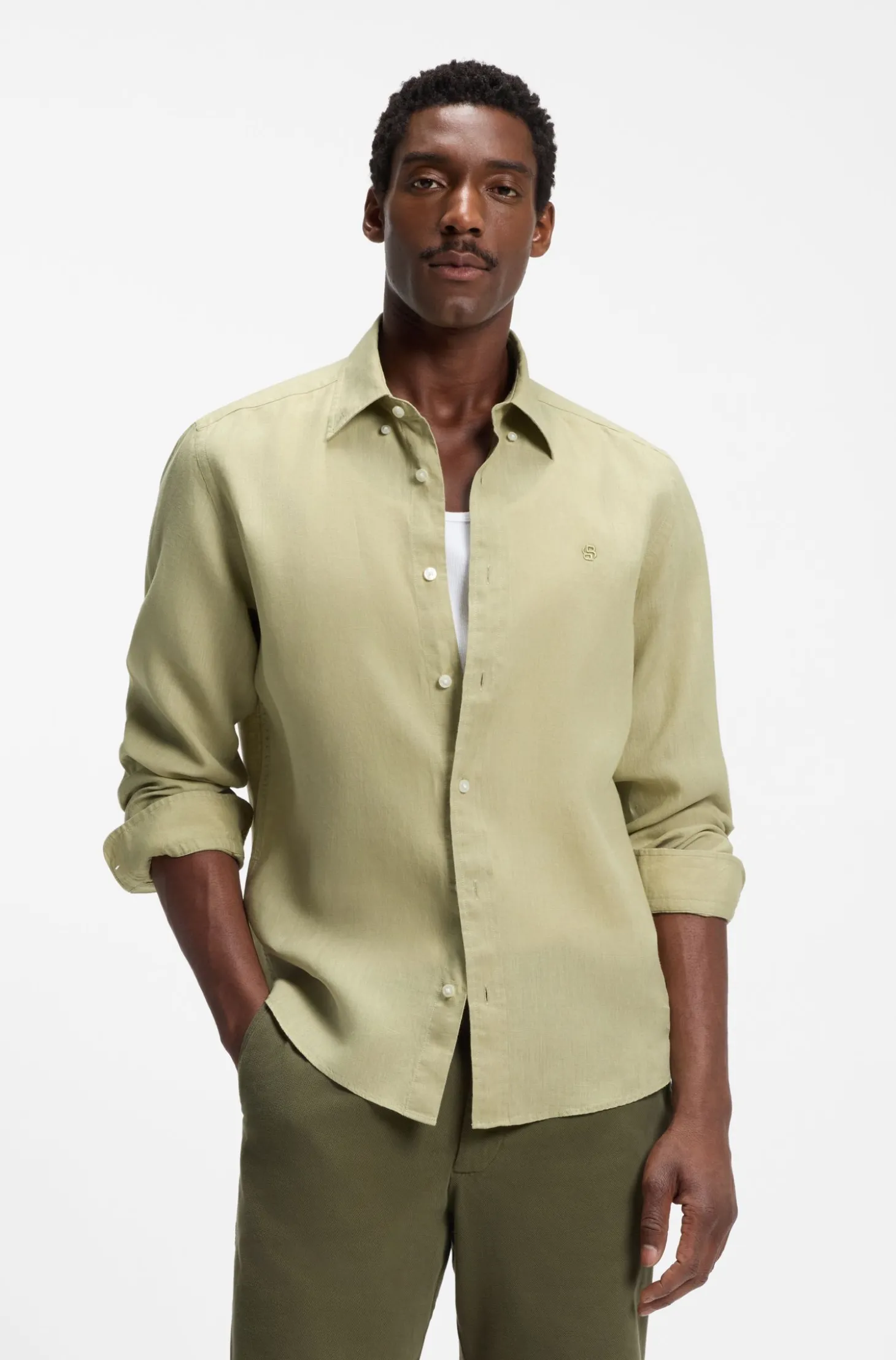 Regular-Fit Button-Down-Hemd aus Leinen