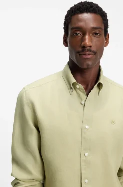Regular-Fit Button-Down-Hemd aus Leinen
