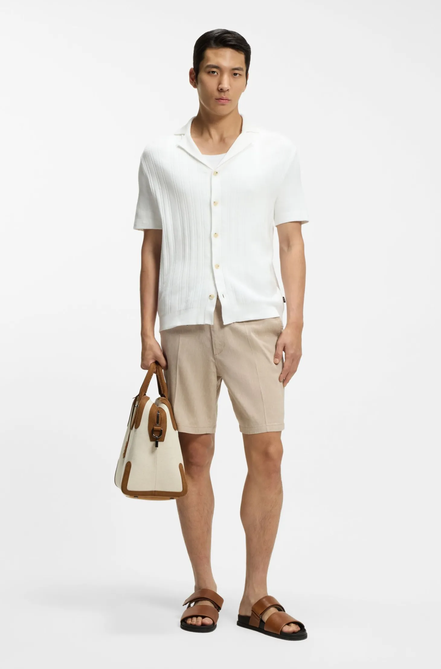 Regular-Fit Cardigan aus Baumwolle mit Streifen-Dessin