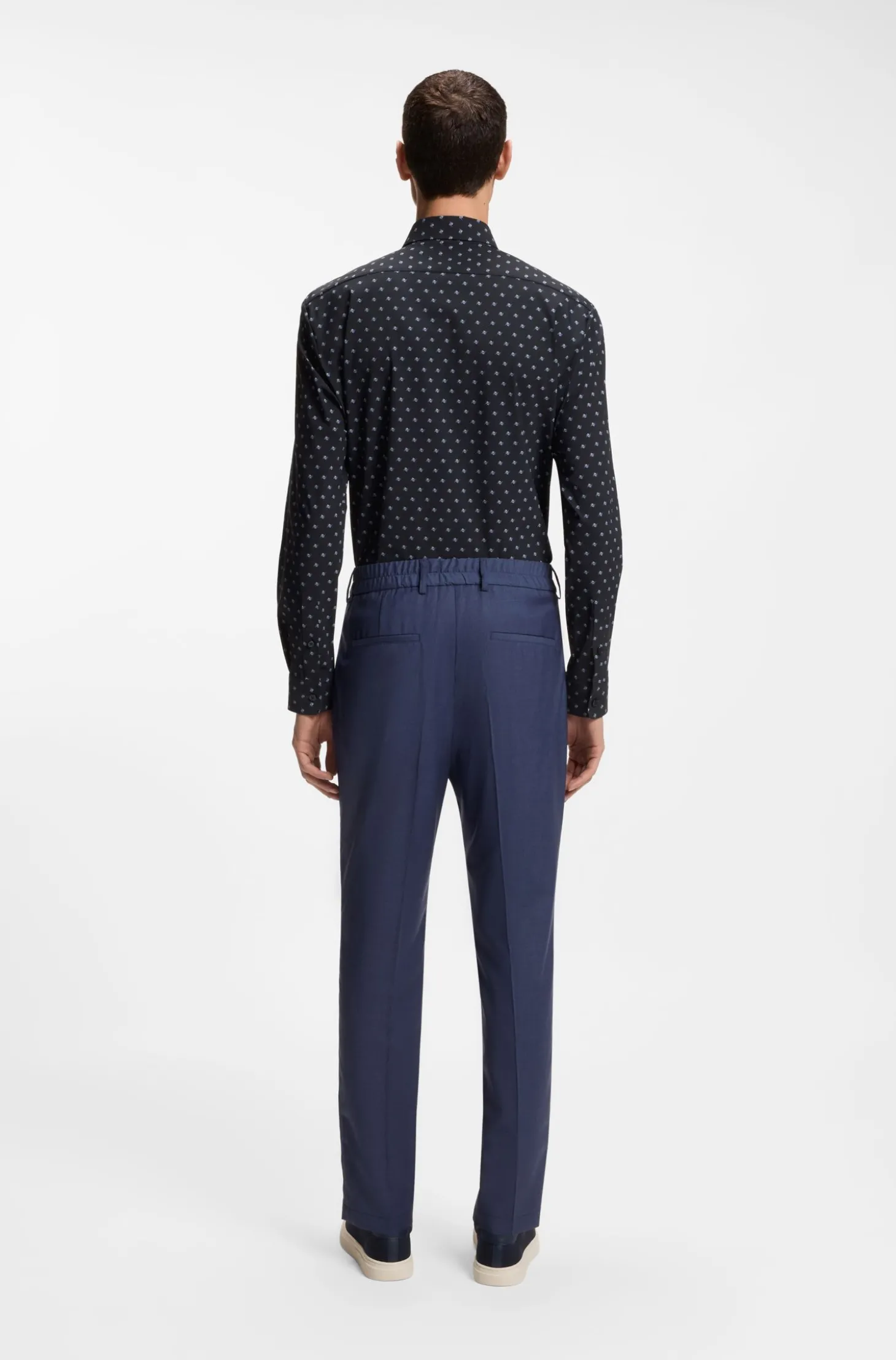 Regular-Fit Hemd aus bedrucktem Performance-Stretch-Jersey