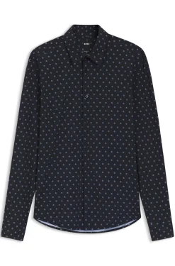 Regular-Fit Hemd aus bedrucktem Performance-Stretch-Jersey
