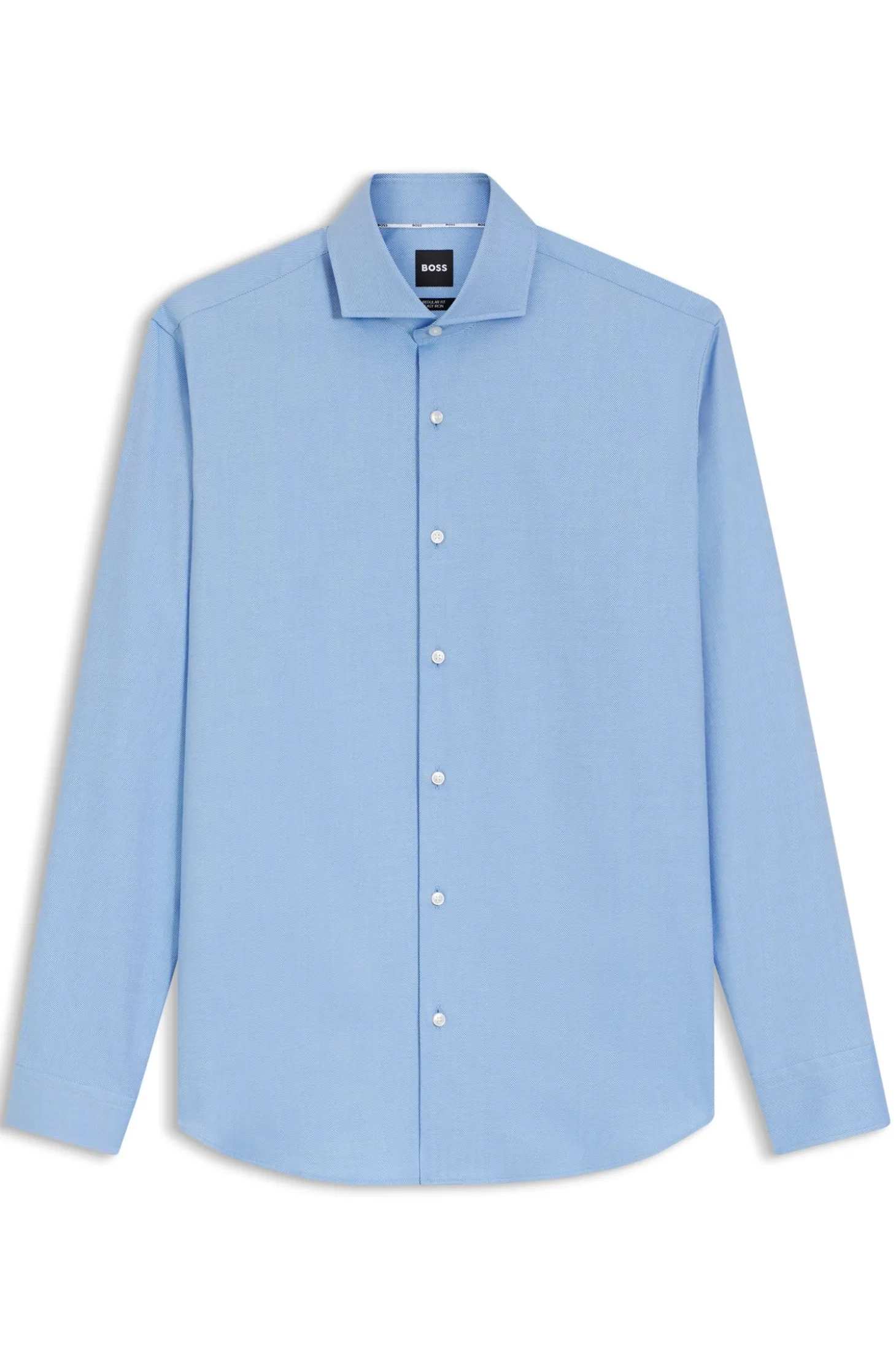 Regular-Fit Hemd aus elastischem Baumwoll-Twill mit bügelleichtem Finish