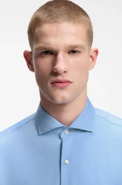 Regular-Fit Hemd aus elastischem Baumwoll-Twill mit bügelleichtem Finish