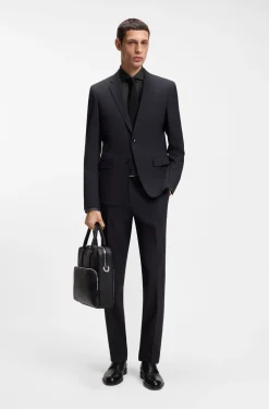 Regular-Fit Hemd aus elastischem Baumwoll-Twill mit bügelleichtem Finish