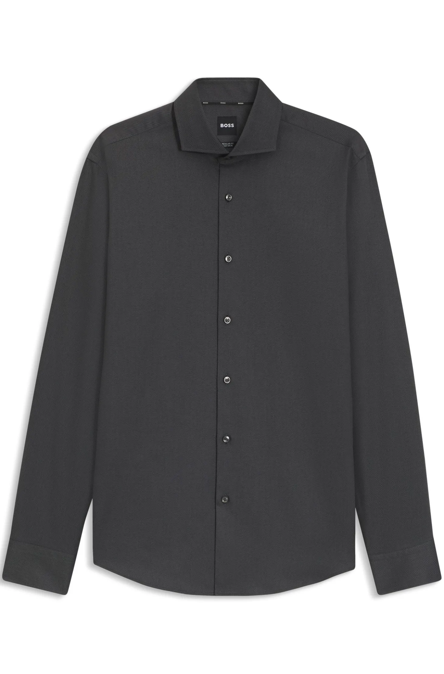 Regular-Fit Hemd aus elastischem Baumwoll-Twill mit bügelleichtem Finish