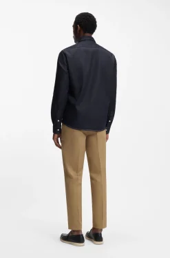 Regular-Fit Hemd aus indigoblauem Stretch-Denim