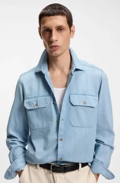 Regular-Fit Hemd aus indigo Denim