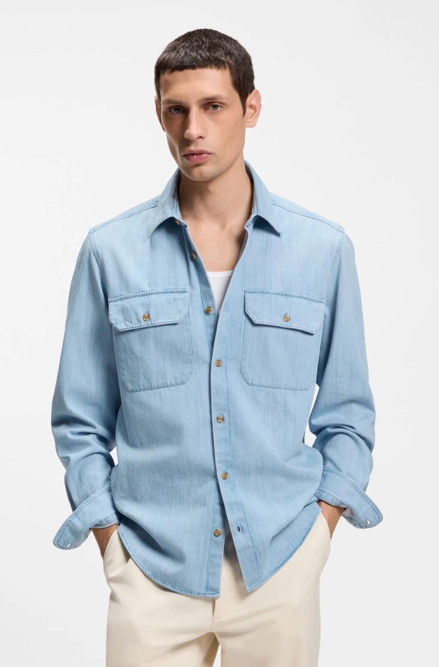 Regular-Fit Hemd aus indigo Denim