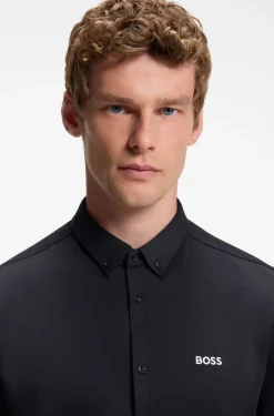 Regular-Fit Hemd aus knitterfreiem Baumwoll-Jersey