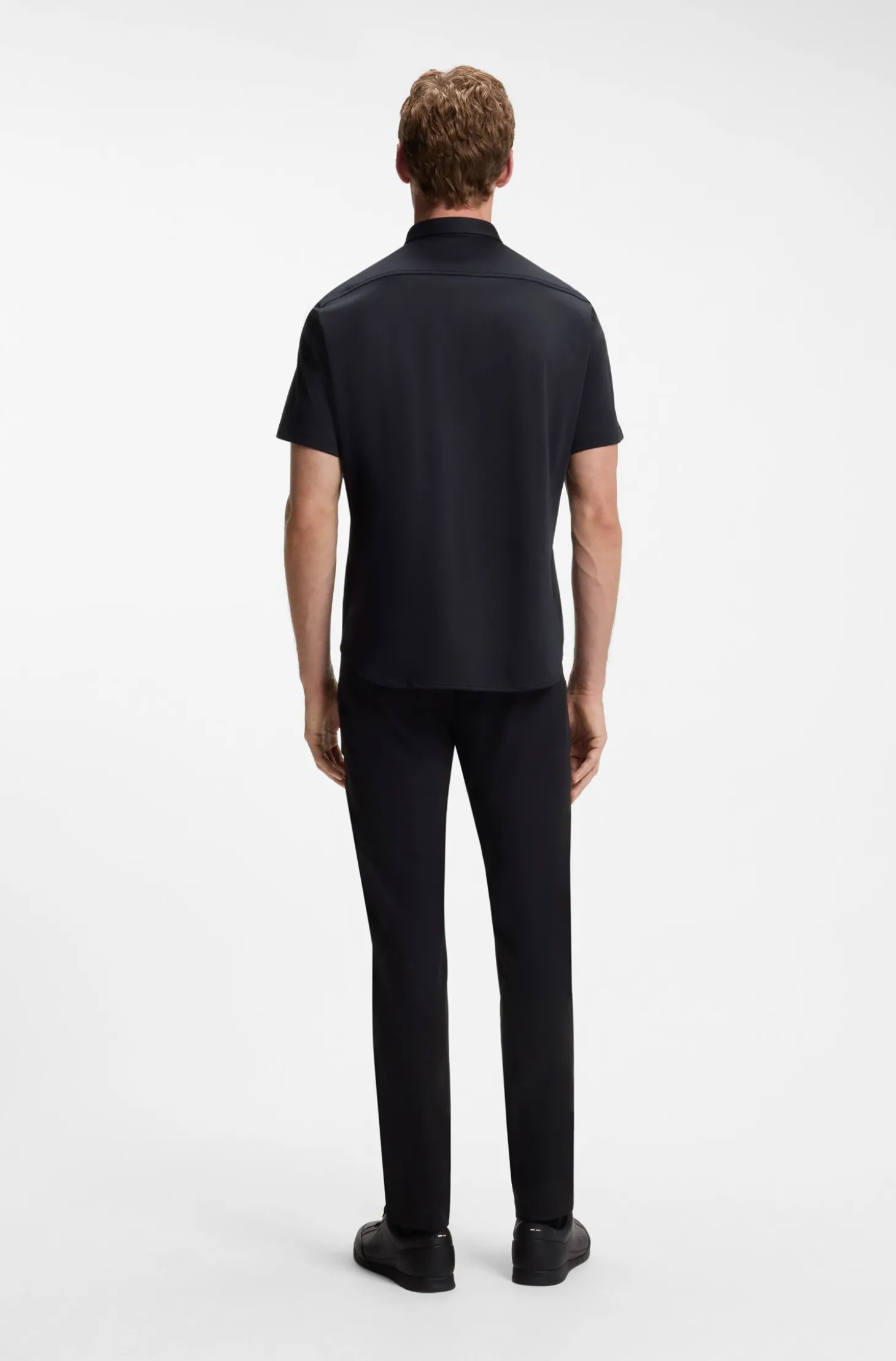 Regular-Fit Hemd aus knitterfreiem Baumwoll-Jersey