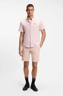 Regular-Fit Hemd aus knitterfreiem Baumwoll-Jersey
