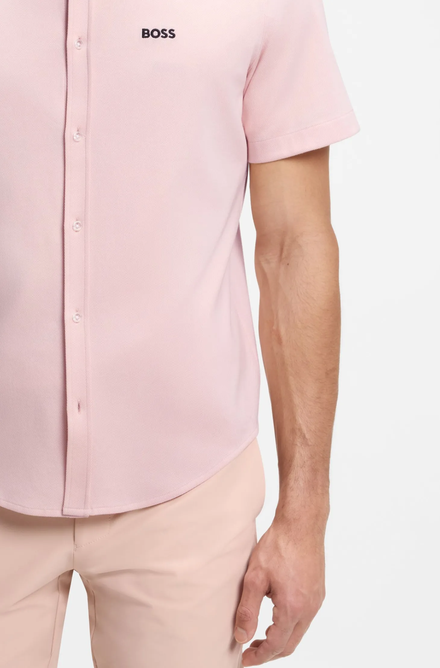 Regular-Fit Hemd aus knitterfreiem Baumwoll-Jersey